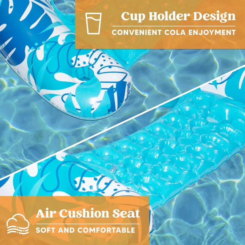 2Pcs Pool Chairs with Cup Holders,Blow up Floating Pool Floats Chair