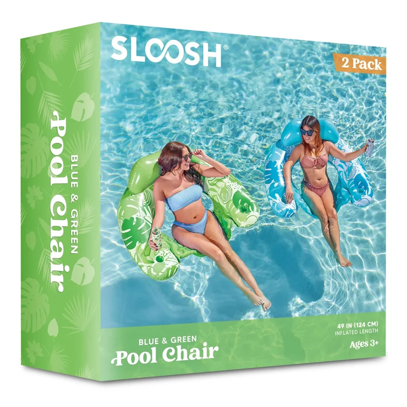 2Pcs Pool Chairs with Cup Holders,Blow up Floating Pool Floats Chair