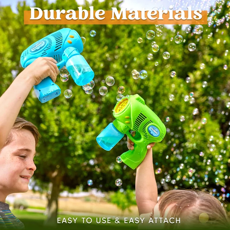 7in Bubble Gun Blower with 2 Bottles of 5 oz. Bubble Refill Solution, 2 Pcs