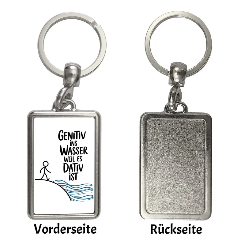 Genitiv ins Wasser, weil es Dativ ist Schlüsselanhänger Grammatik Witz