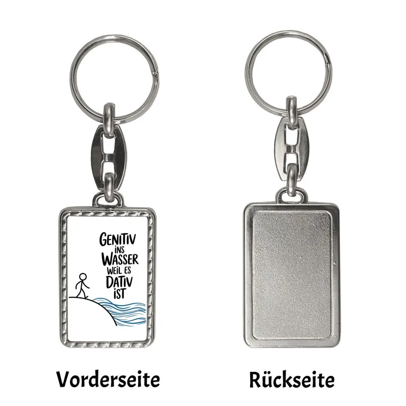 Genitiv ins Wasser, weil es Dativ ist Schlüsselanhänger Grammatik Witz