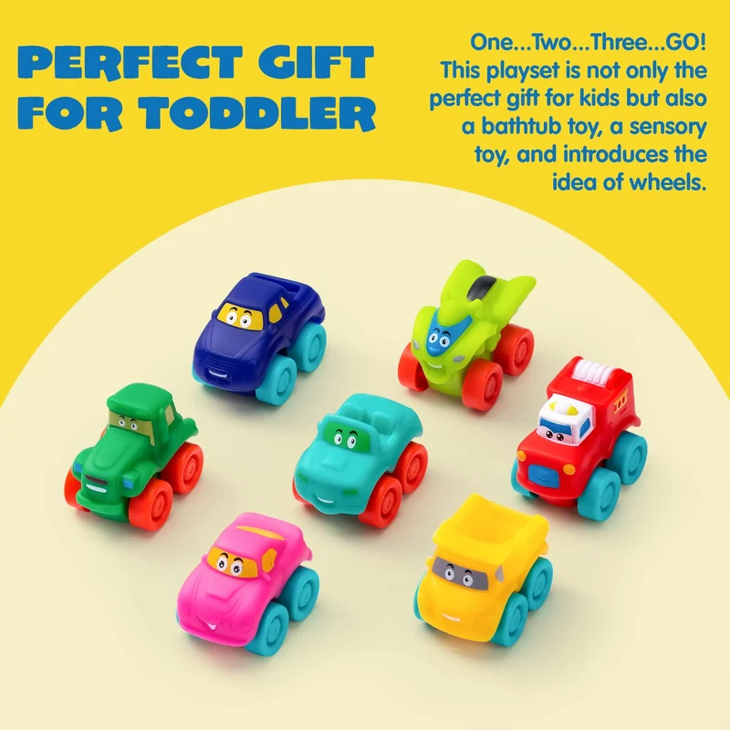 16Pcs Rubber Mini Vehicles