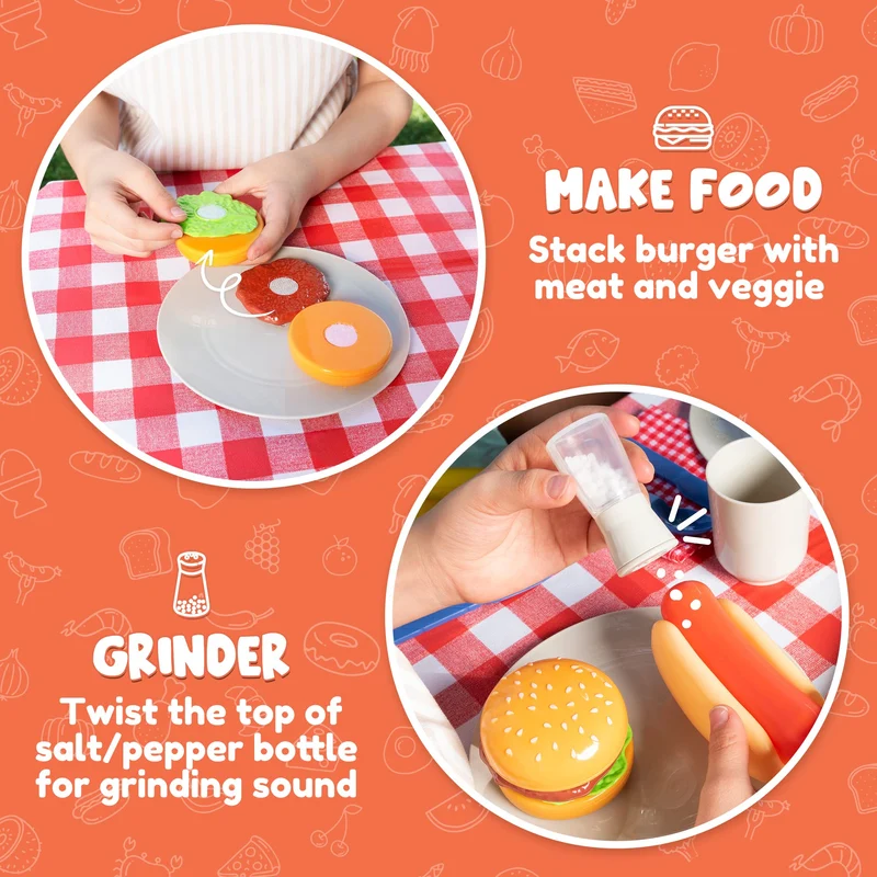 PLAY-ACT - Barbecue Food and Accessories Toy Set, 27 Pcs