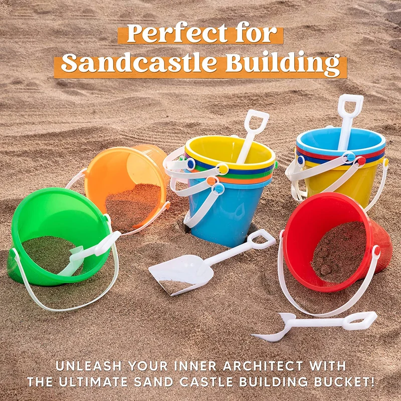 SLOOSH - Beach Buckets with Sand Shovels, 12 Sets