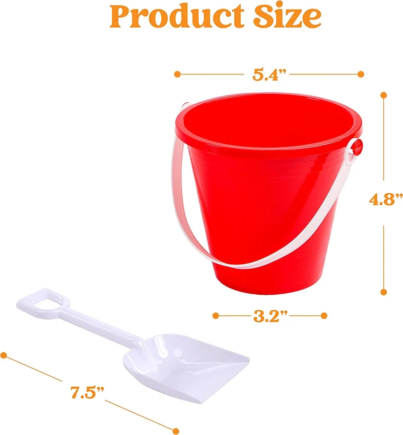 SLOOSH - Beach Buckets with Sand Shovels, 12 Sets