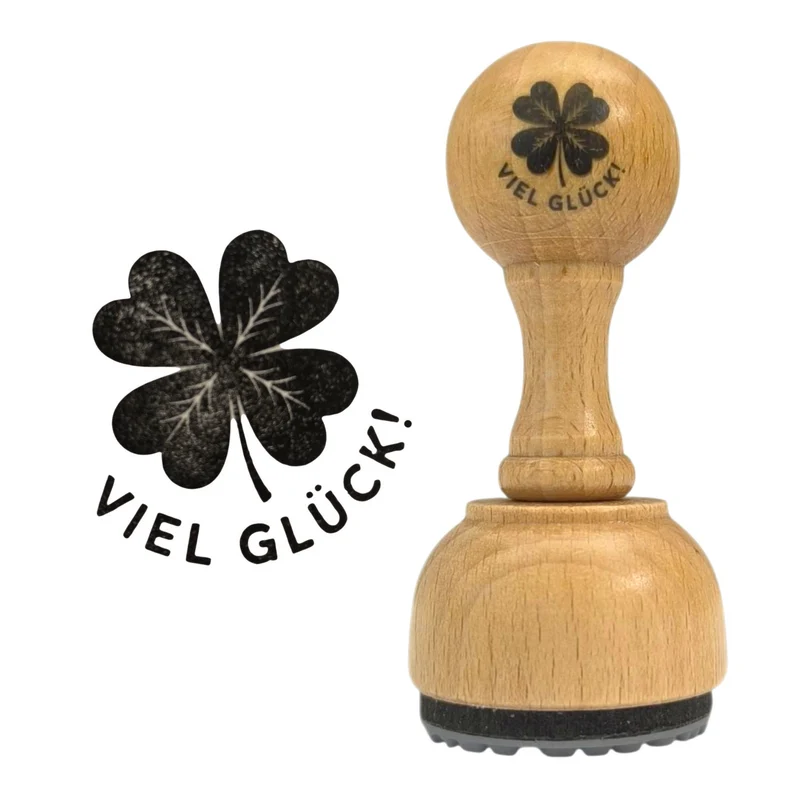 Kleeblatt Viel Glück! Holzstempel