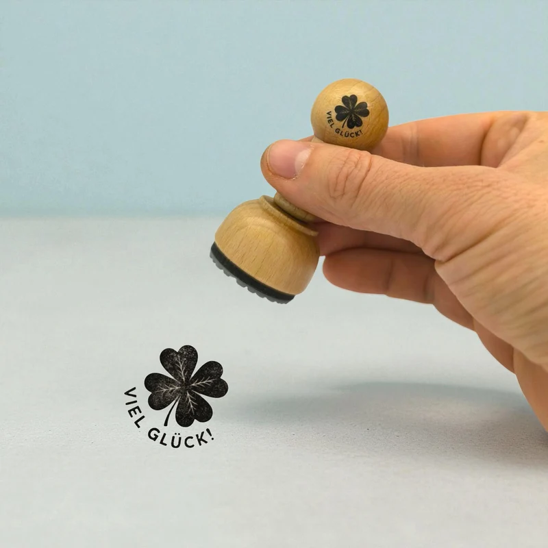 Kleeblatt Viel Glück! Holzstempel