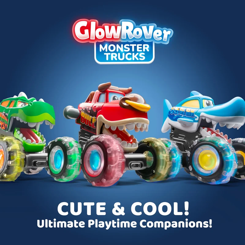 3 Pack Monster Truck Toy - Motion Activated Light Up Cars for Toddlers