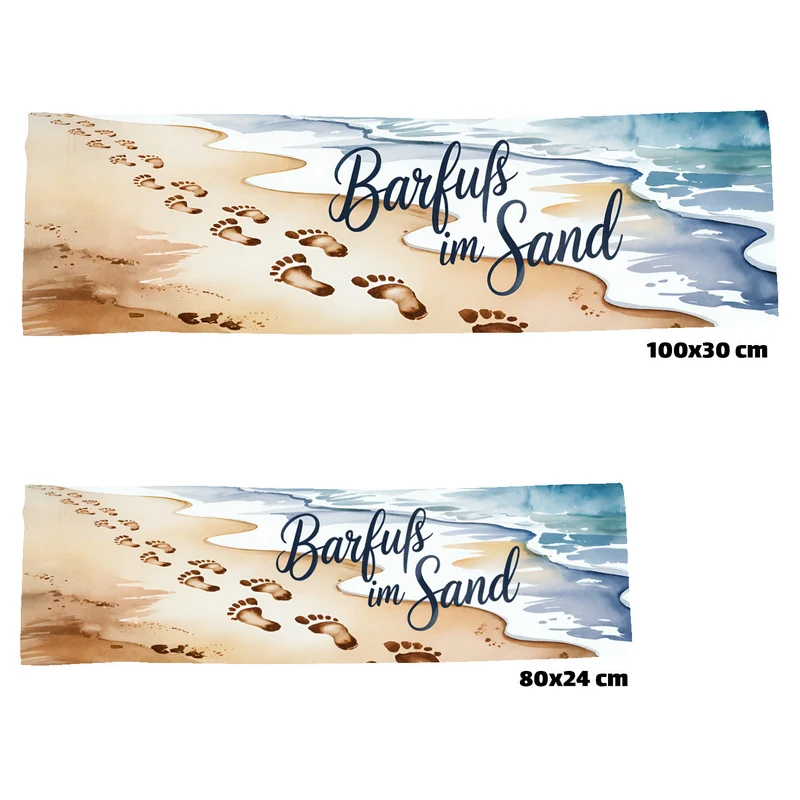 Maritimes Fußabdrücke Eishandtuch - Barfuß im Sand