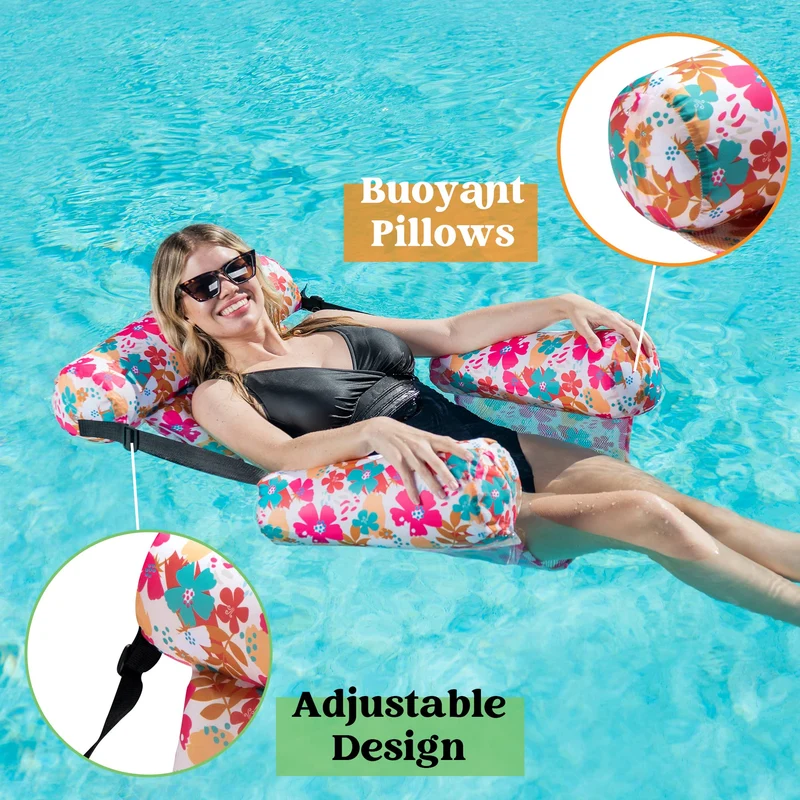 SLOOSH - Flower Pattern Water Floating Chair, 2 Pack
