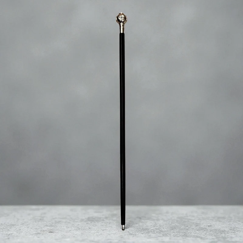 Taucherhelm Spazierstock aus Holz mit silbernem Griff aus Metall