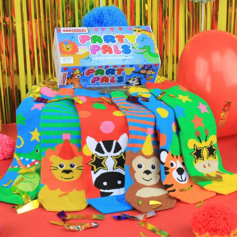 Party Pals Tiere Oddsocks Socken in 27-30 im 6er Set