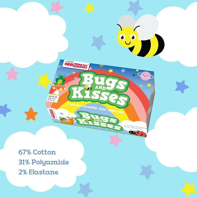 Bugs and Kisses Käfer Oddsocks Socken in 27-30 im 6er Set