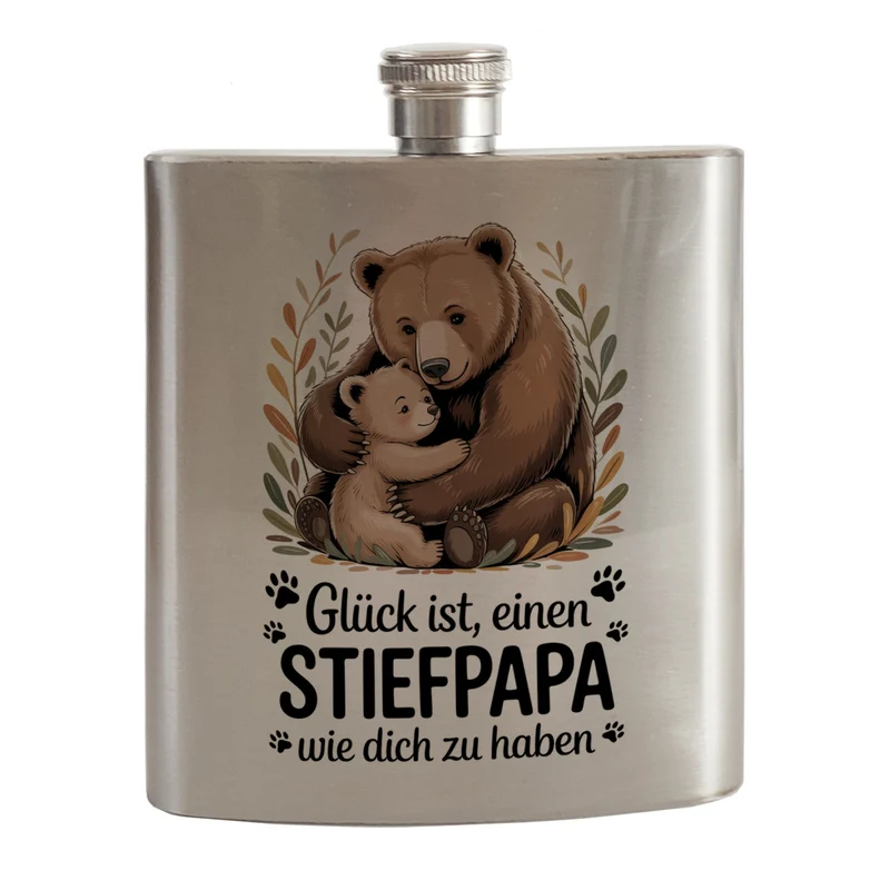 Glück ist einen Stiefpapa wie dich zu haben Bärenumarmung Flachmann Vatertag