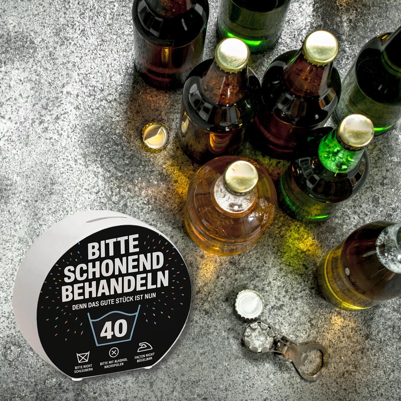 Wäschepflegeetikett Spardose bitte schonend behandeln wird 40