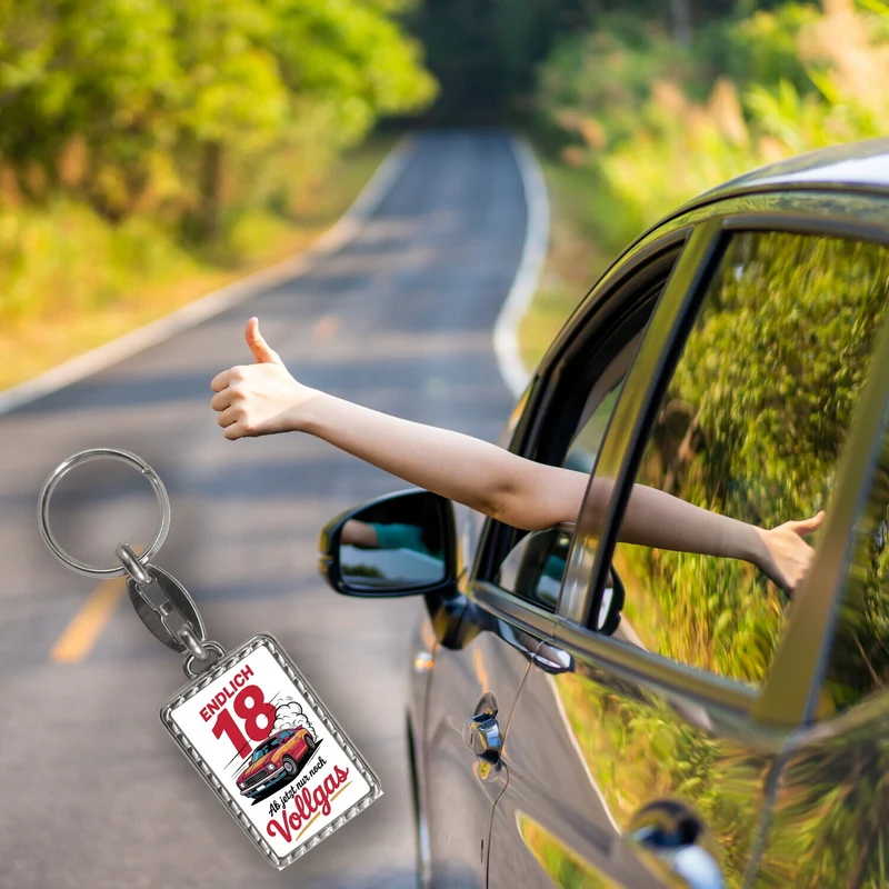 Endlich 18 - Vollgas Schlüsselanhänger für den Führerschein