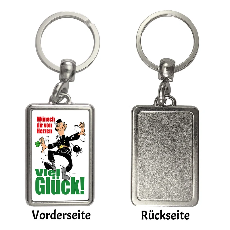Schornsteinfeger Schlüsselanhänger mit Spruch: Wünsch dir von Herzen viel Glück