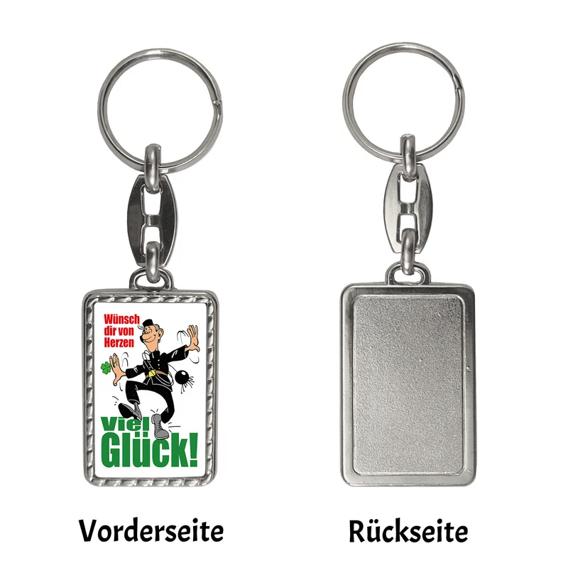 Schornsteinfeger Schlüsselanhänger mit Spruch: Wünsch dir von Herzen viel Glück