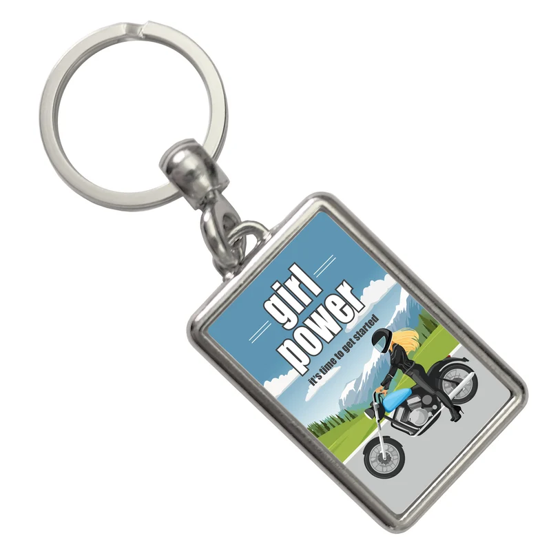 Bikerin Schlüsselanhänger mit Spruch: girl power. Its time to get started