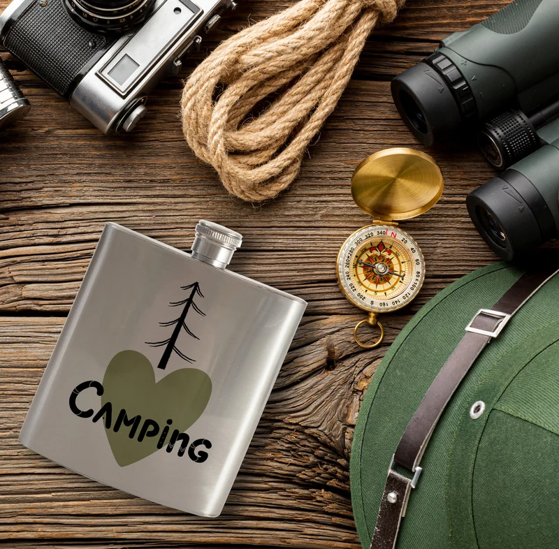 i love Camping Flachmann für Outdoor-Fans