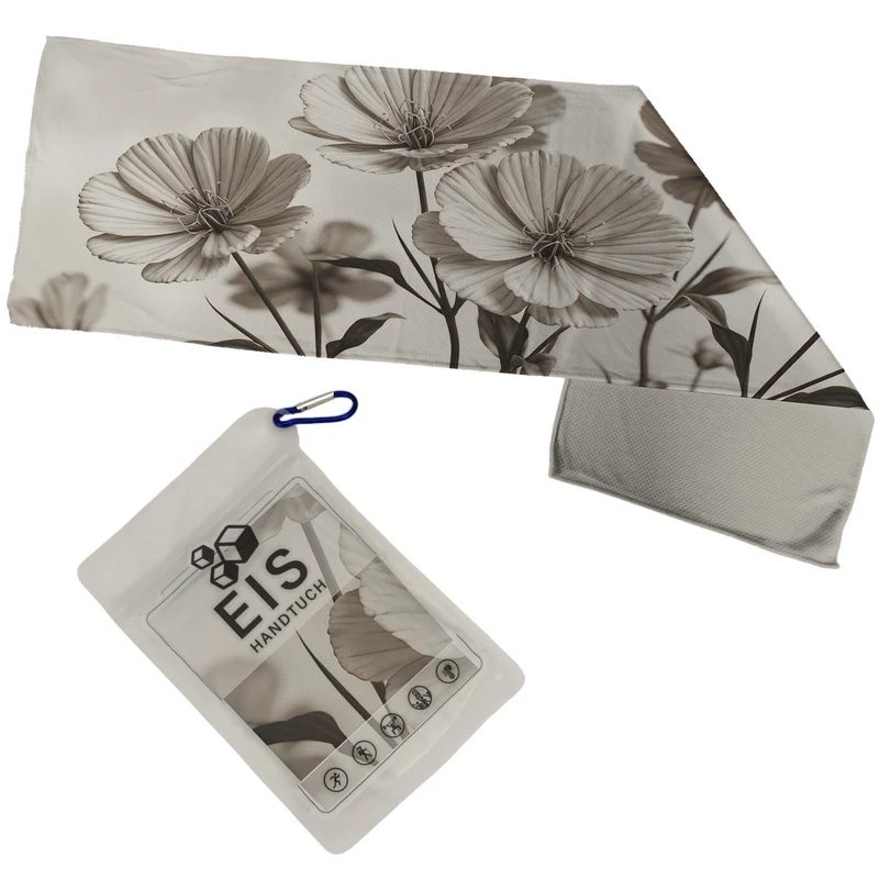 Botanische Illustration Eishandtuch mit Sepia Blumen