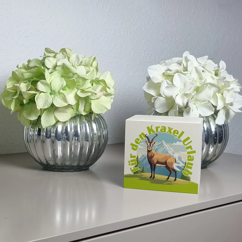Steinbock Spardose mit Spruch: Für den Kraxel Urlaub