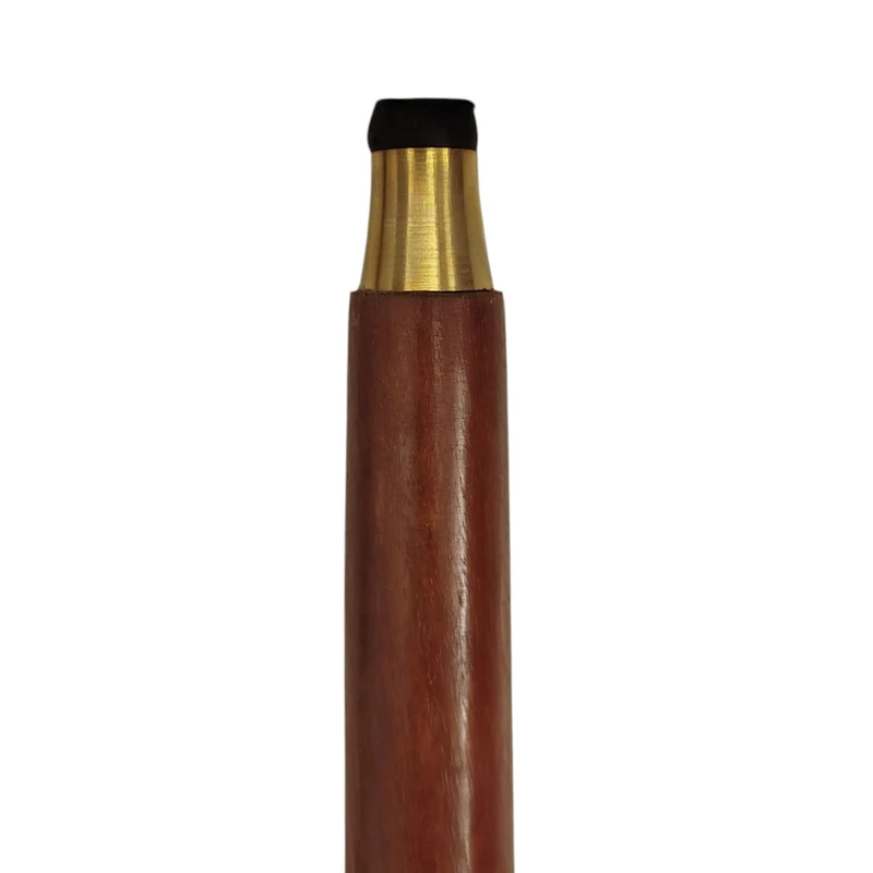 Weltkugel Spazierstock aus Holz mit goldenem Griff aus Metall