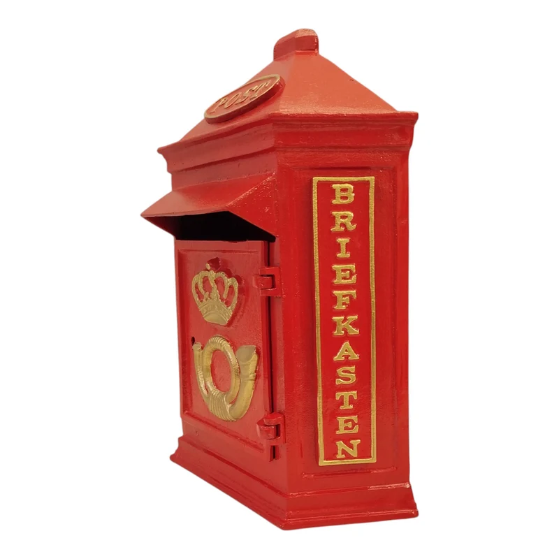 Retro Post Box Briefkasten aus Metall in rot