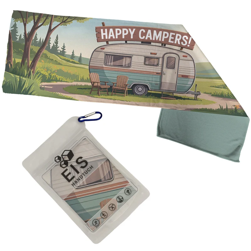 Happy Campers Eishandtuch für Campingfans