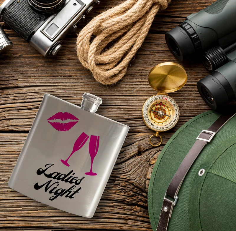 Ladies Night Flachmann Champagnergläser Heiße Lippen