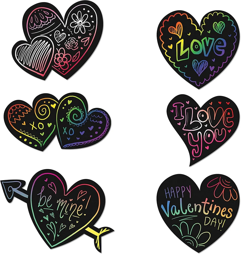 Valentines Day Gift Cards in Heart Shape Scratch Sticker Roll