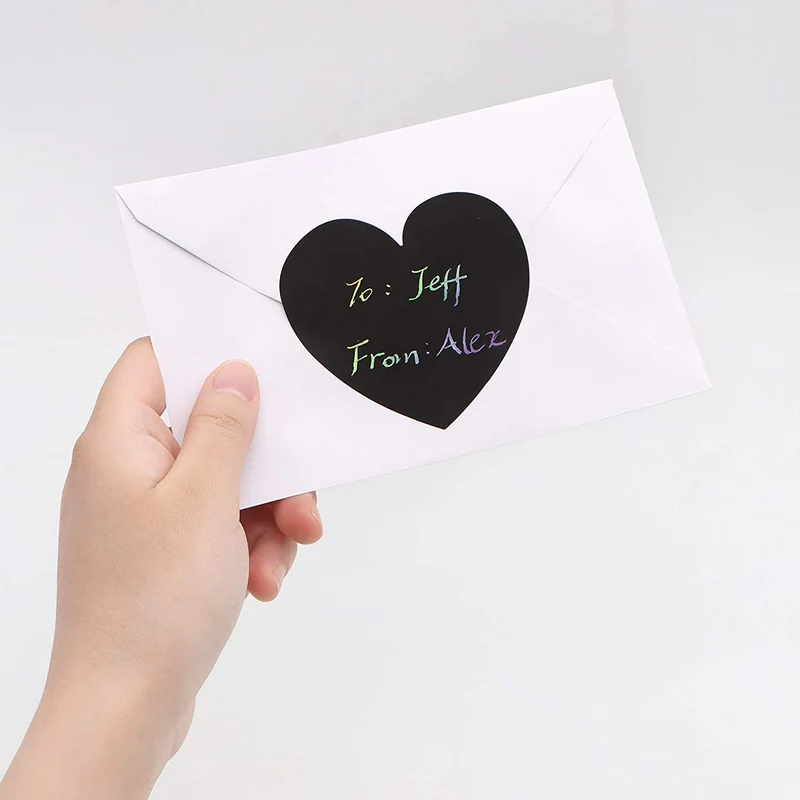 Valentines Day Gift Cards in Heart Shape Scratch Sticker Roll