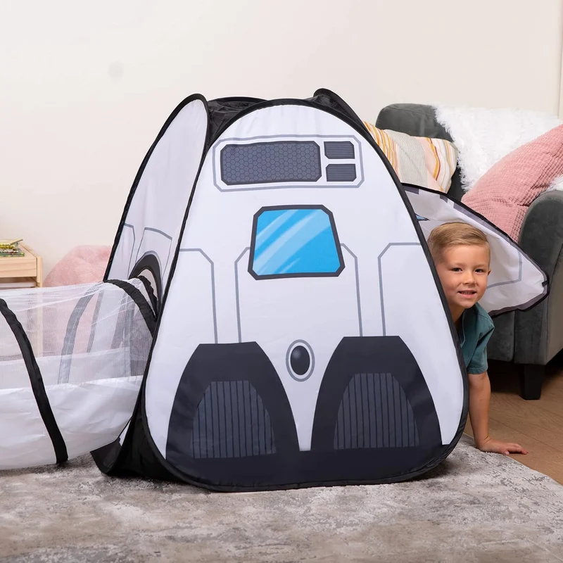 White Rocket Ship Pop Up Play Tent With Tunnel