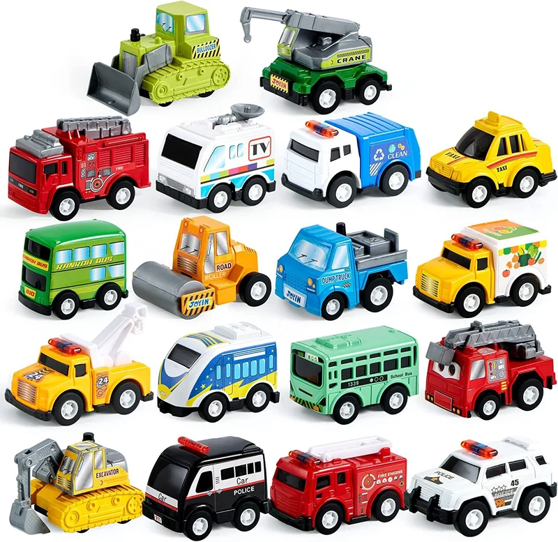 18 Pcs Pull Back City Cars and Trucks Toy