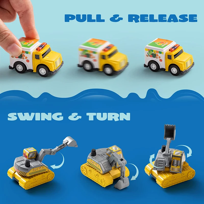 18 Pcs Pull Back City Cars and Trucks Toy