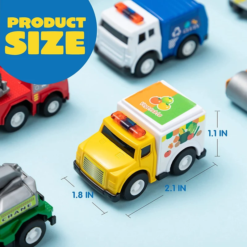 18 Pcs Pull Back City Cars and Trucks Toy