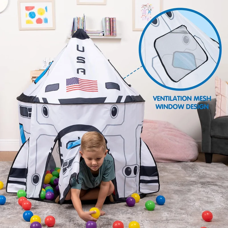 Kids Rocket Ship Play Tent Pop Up Play Tent
