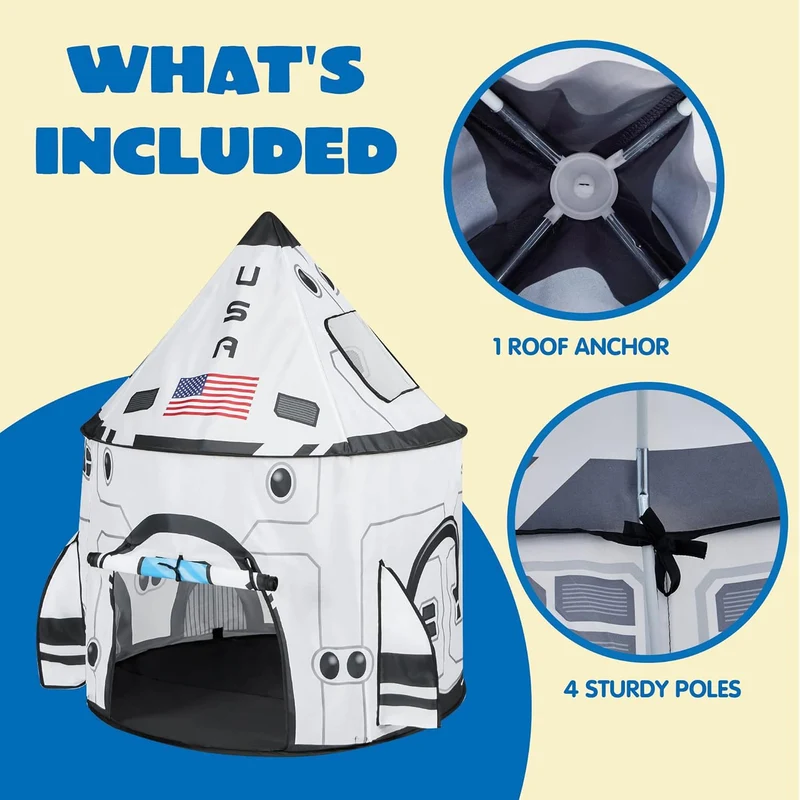 Kids Rocket Ship Play Tent Pop Up Play Tent