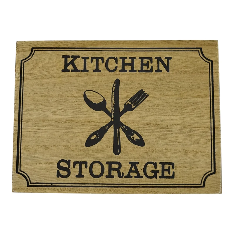 Vintage Retro Besteckkorb aus Holz mit Ledergriff