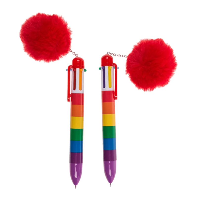 Regenbogen Kugelschreiber Stift LGBTQ Kuli mit 6-farbigen Minen
