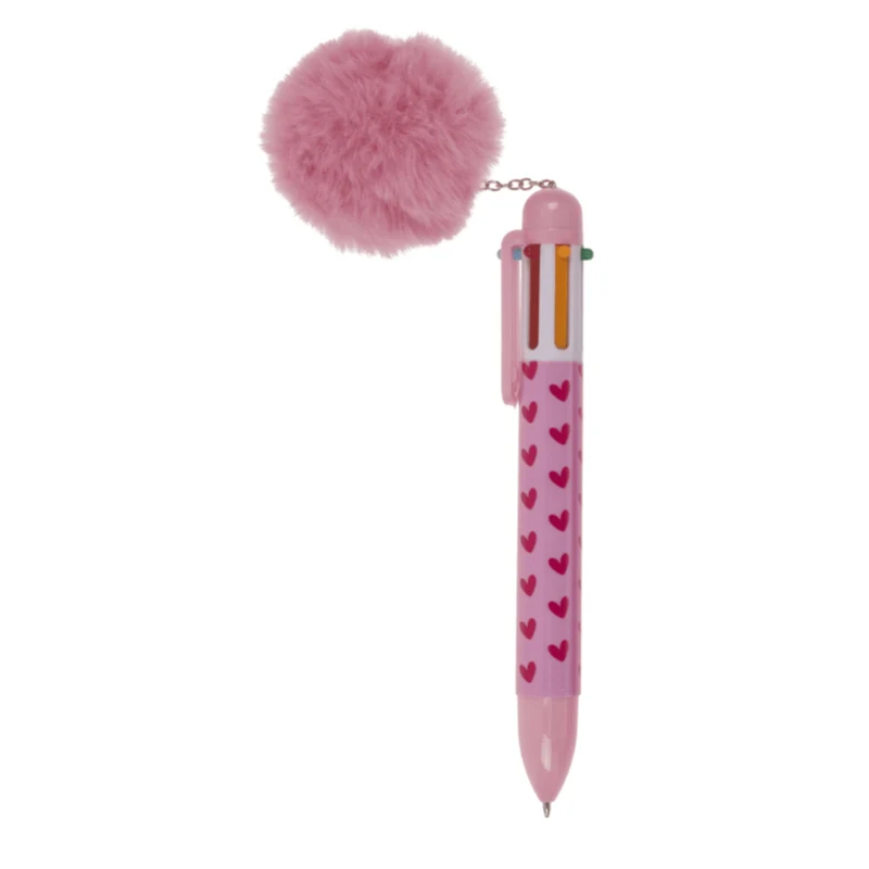 Herzen Kugelschreiber Stift Pom Pom Kuli mit 6-farbigen Minen
