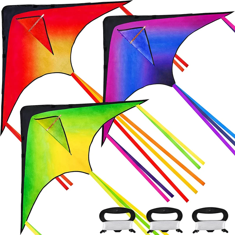 Big Delta Kite (Red, Green, Purple), 3 Pack
