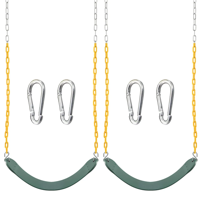 TURFEE - Green Swing Seats with 66in Chain, 2 Pack