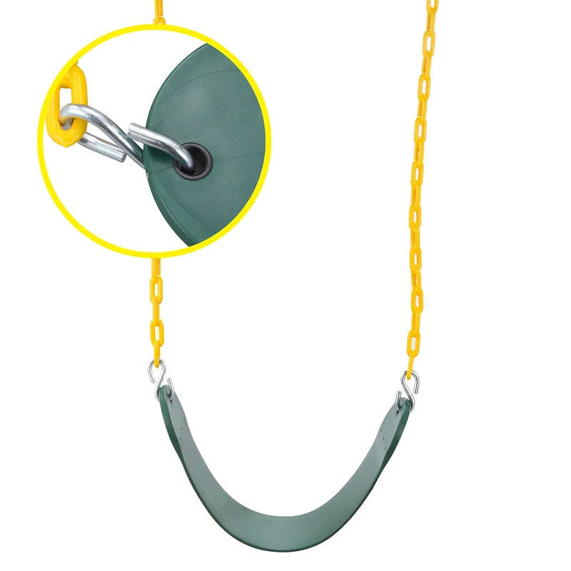 TURFEE - Green Swing Seats with 66in Chain, 2 Pack
