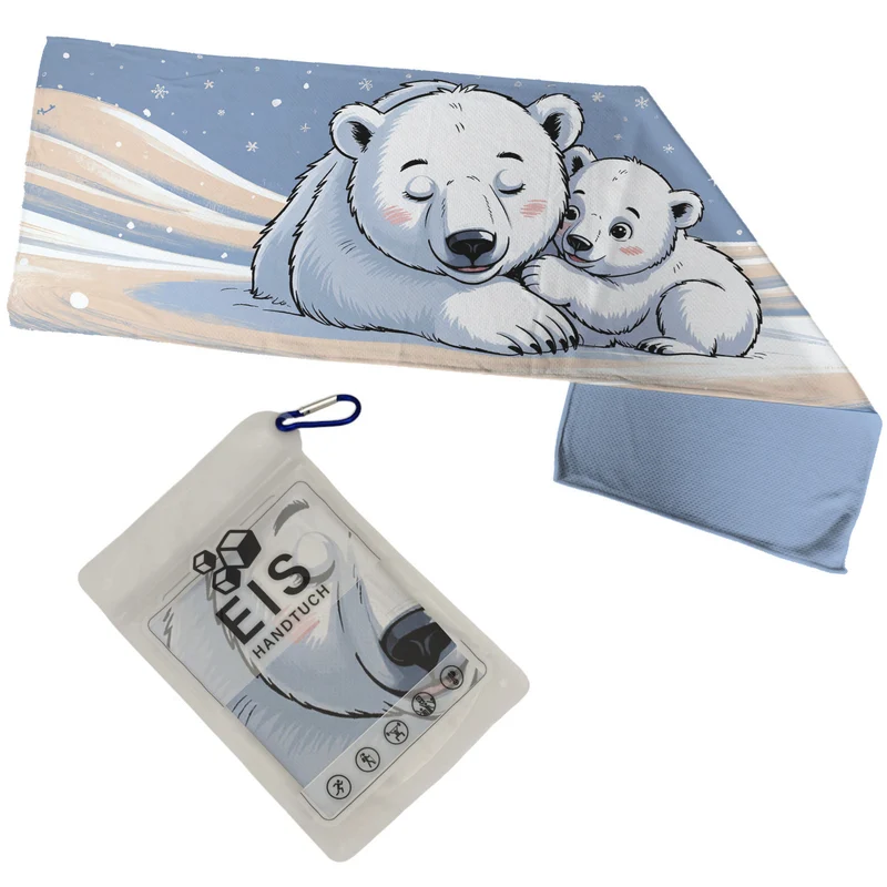 Eisbärenmutter und Baby Eishandtuch