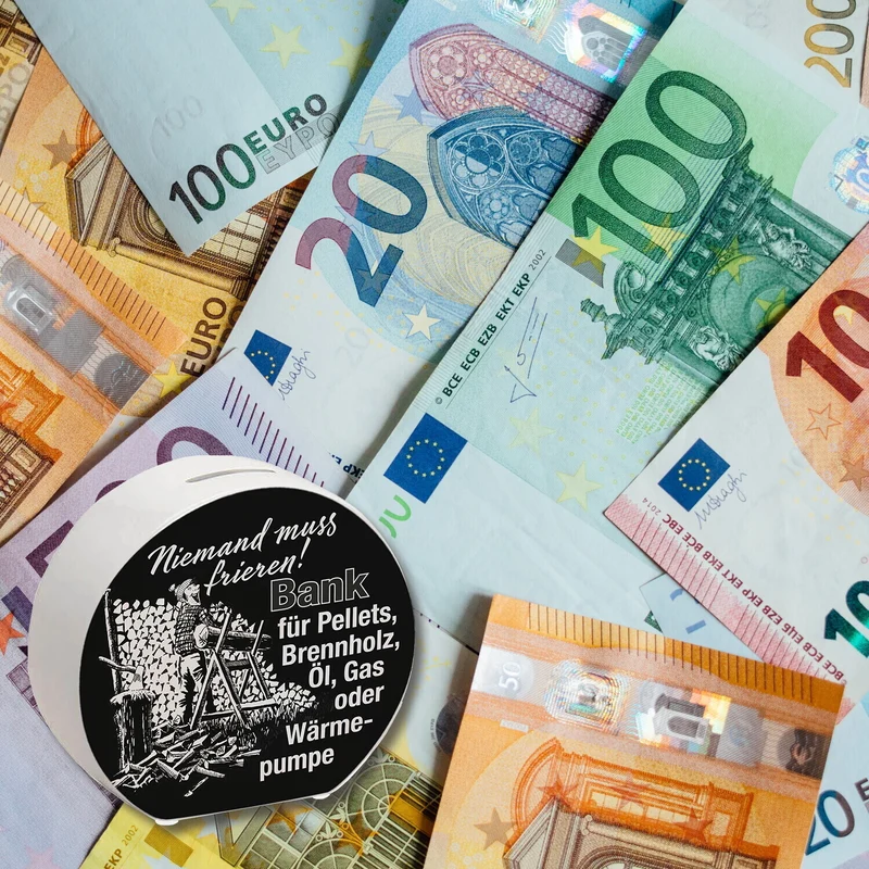 Bank für Heizmaterialien Spardose