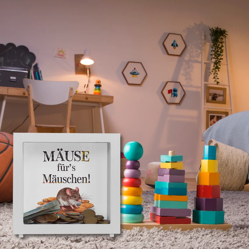 MÄUSE für's Mäuschen Spardose Maus auf Münzen