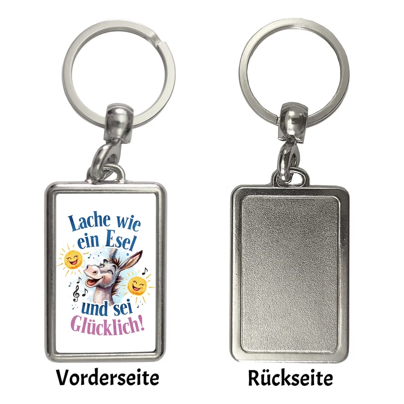 Fröhlicher Esel Lache und sei glücklich Schlüsselanhänger