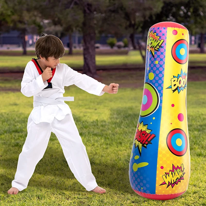 Inflatable Bopper Punching Bag with Bounce-Back Action