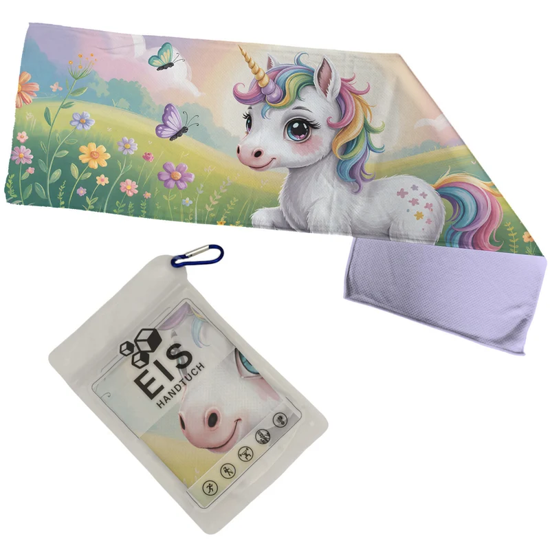 Einhorn in Blumenwiese Eishandtuch für Mädchen